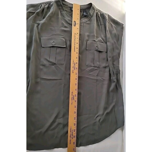 INC Macys Blouse Sz L Green Lightweight Sheer Front Back 100% Rayon Sleeveless - Picture 6 of 12